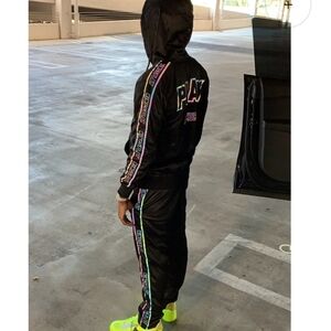 KINGSPLAY Apparel Deluxe Holographic  Tracksuit Black Reflective Hoodie & Pants